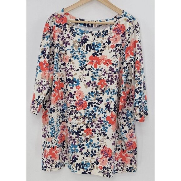 Jessica London Plus Size Floral Tunic‎ Blouse Top Size 22/24 Boho Preppy Office - Picture 1 of 9